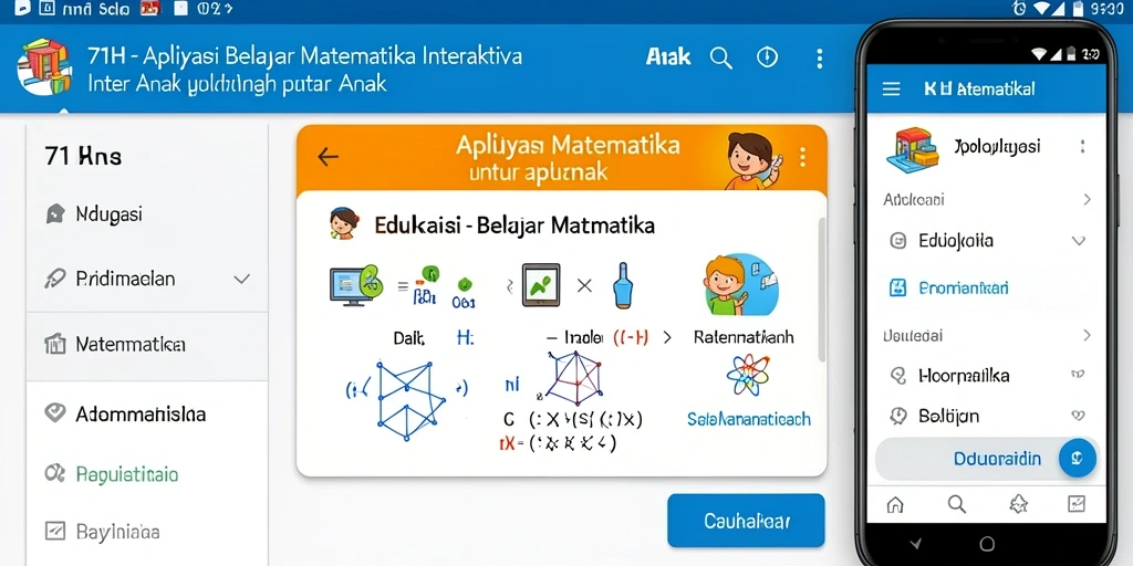 Antarmuka aplikasi 71H yang menarik dan interaktif untuk belajar matematika.