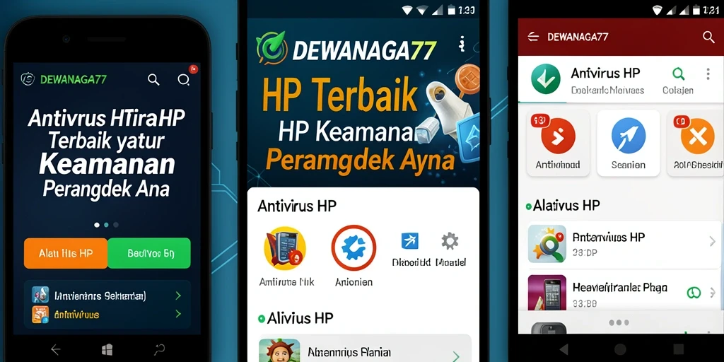 Tampilan antarmuka aplikasi DEWANAGA77 dengan fitur pemindaian antivirus.