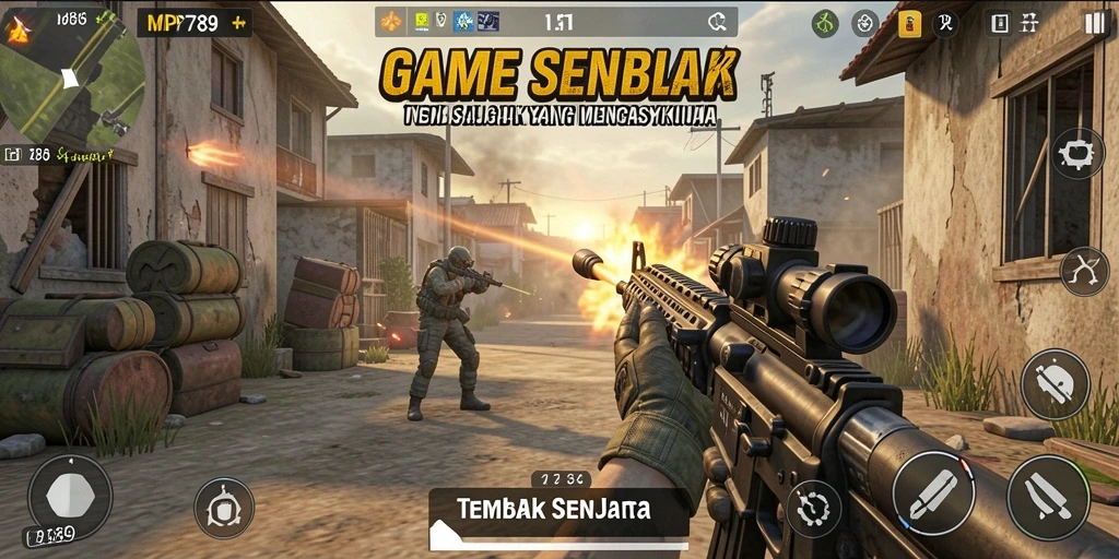 Tampilan antarmuka yang menarik dan intuitif untuk game Tembak Senjata.