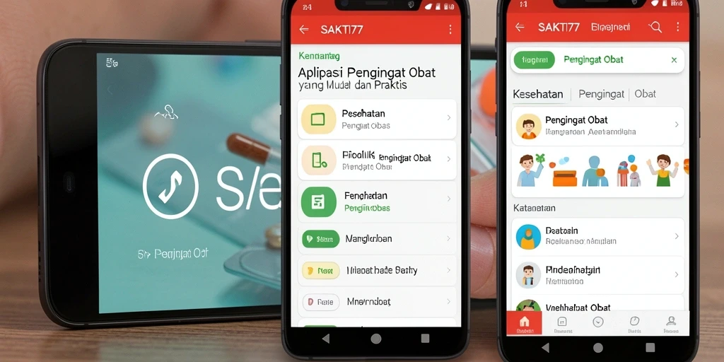 Antarmuka SAKTI77 yang intuitif dengan menu pengingat obat.