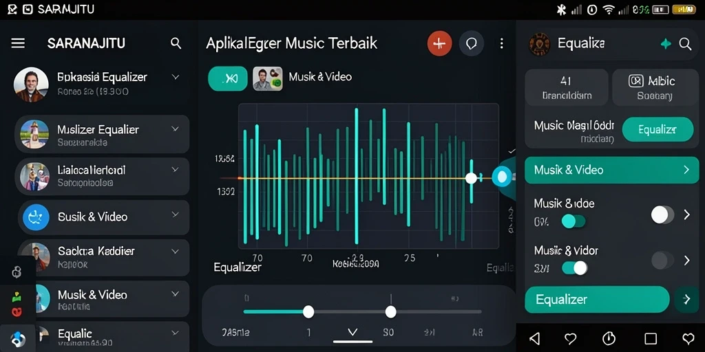 Screenshot tampilan antarmuka aplikasi Equalizer SARANAJITU yang menarik.