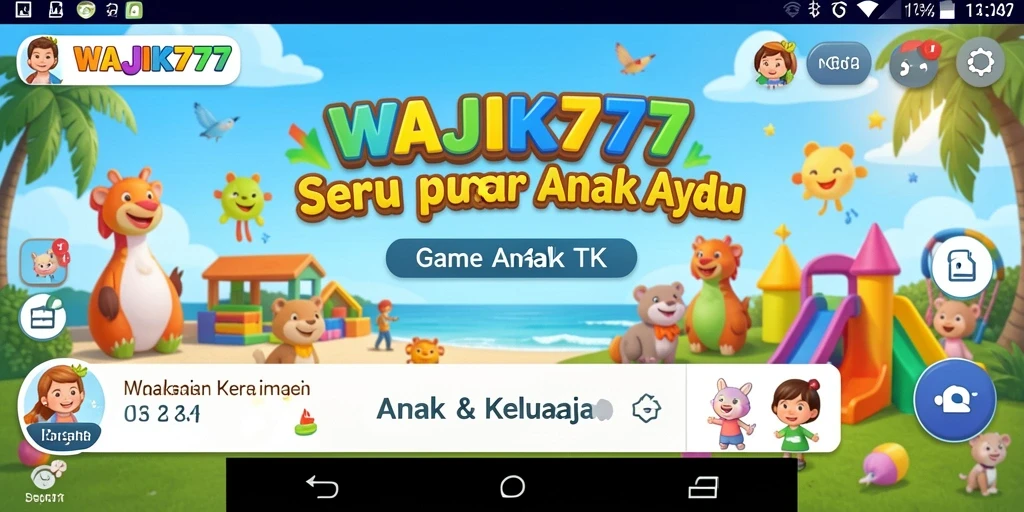 Tampilan antarmuka aplikasi WAJIK777 yang menarik untuk anak-anak.